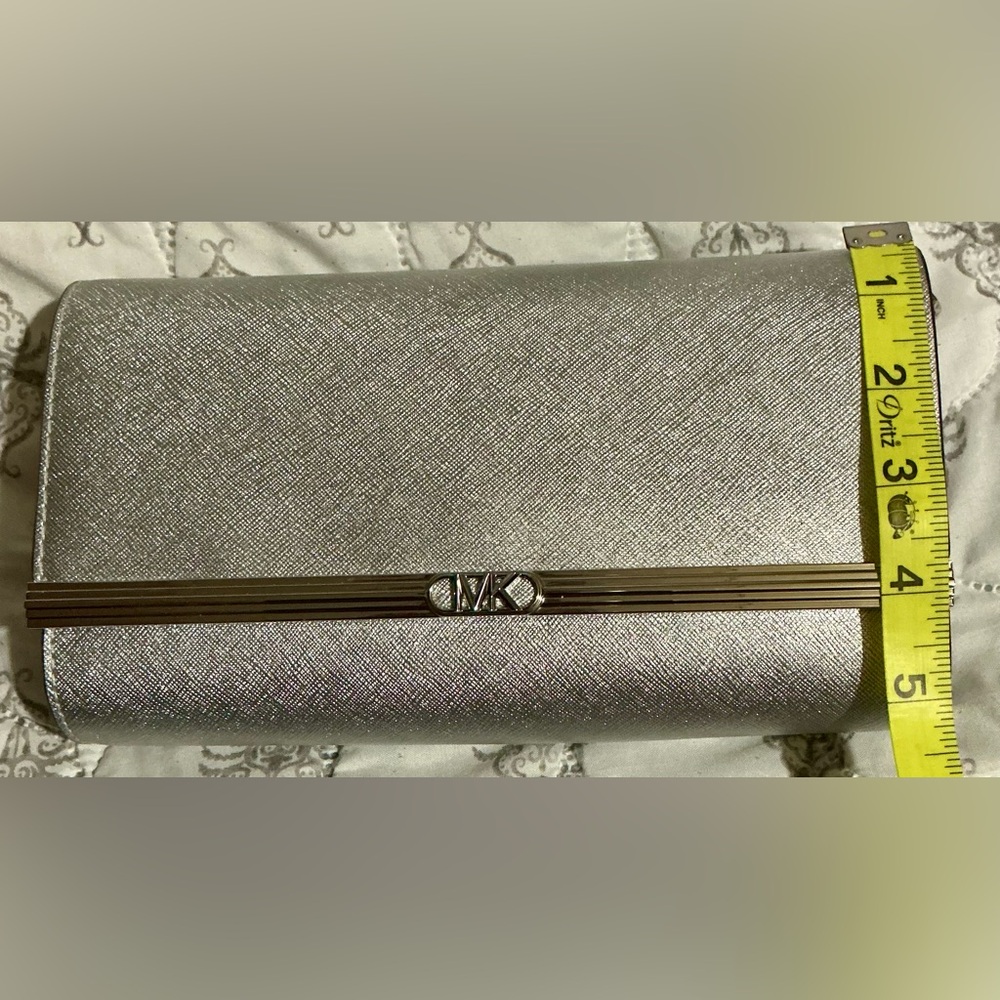 Michael Kors Silver Leather Clutch - Picture 12 of 13
